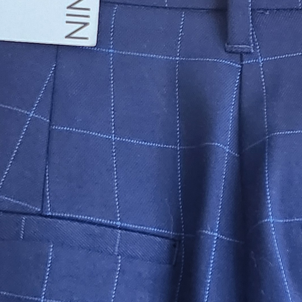 Nine West-Navy Checkered Pants Straight Leg High Rise Size 2 - Picture 14 of 15